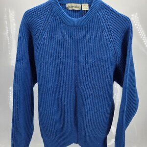 VINTAGE St Johns Bay Sweater Men XL  Blue Pullover Ribbed Classic 90s Raglan